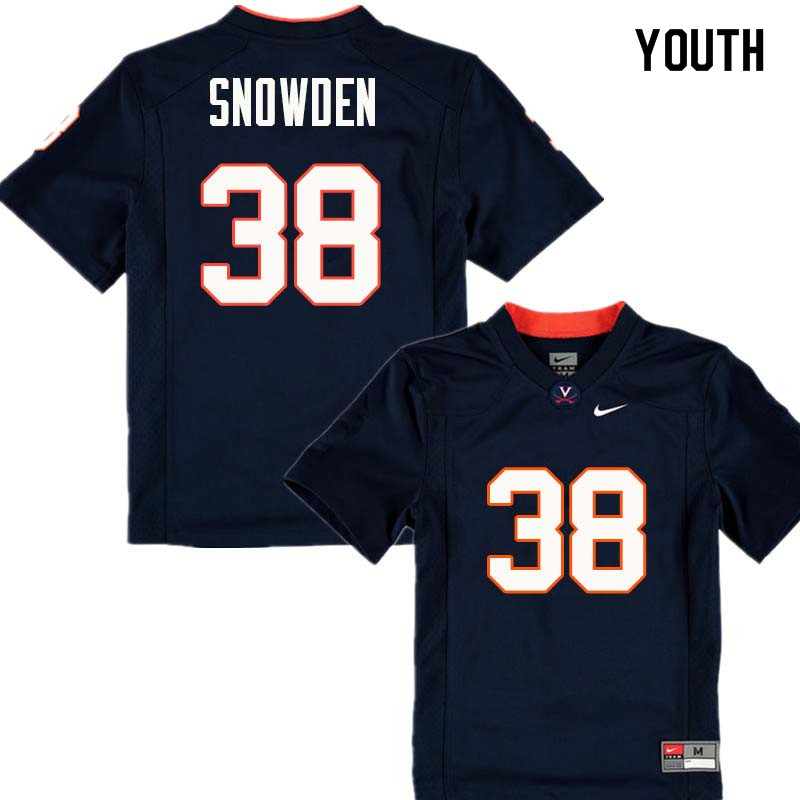 Youth #38 Charles Snowden Virginia Cavaliers College Football Jerseys Sale-Navy